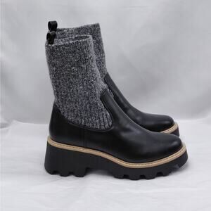 Dolce Vita DV Vionie Womens 9.5 Black Knit Shaft Lug Sole Platform Ankle Boots